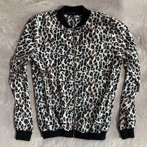 EUC R. P. Tamar Sz. S Sheer Polyester Zip Front Shirt Cheetah Animal Print